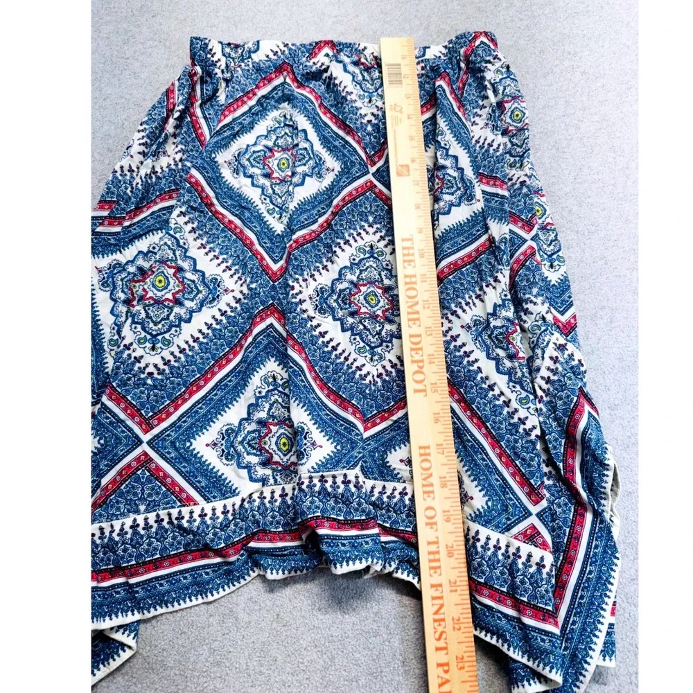 Cato Girls Skirt Kids L 14/16 Blue Medallion Print Handkerchief Hem Boho Flowy